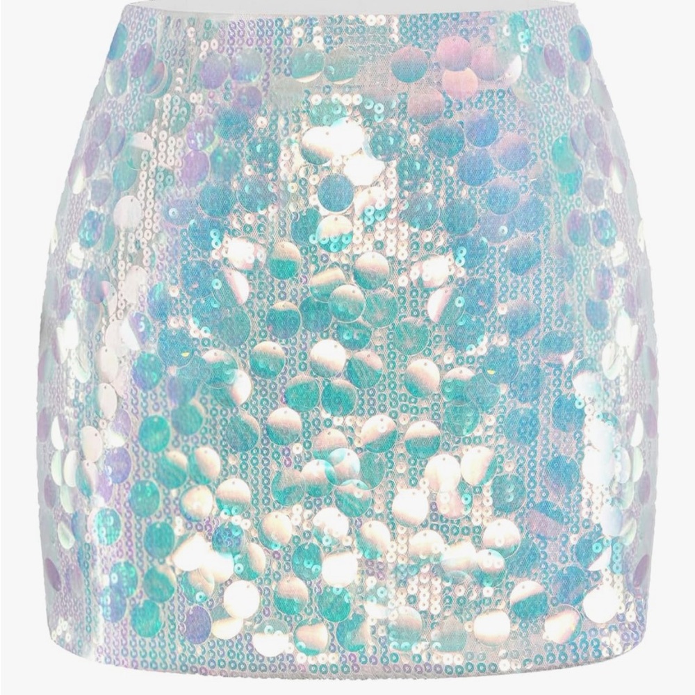 Fits like Medium - Sequin Pencil Skirt in Iridescent Blue